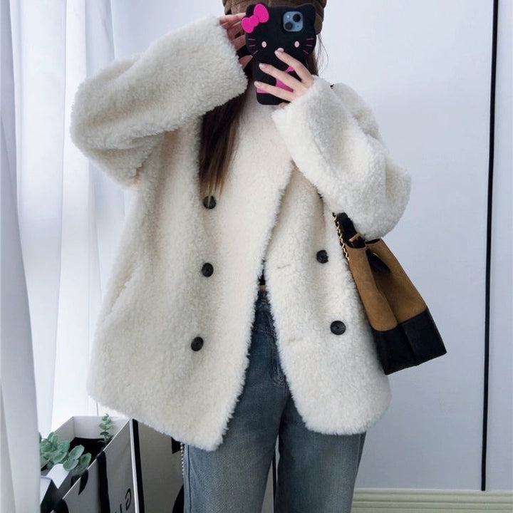 ダブルボタンボアコート