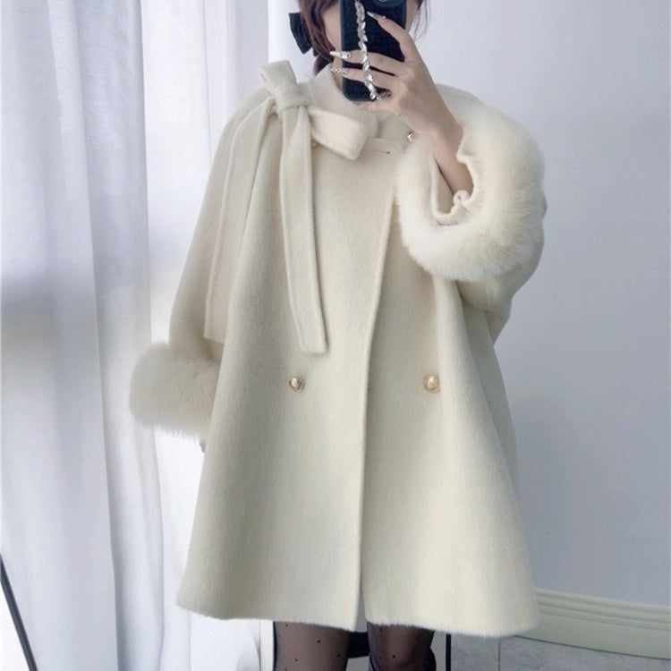 FOXファーウールリボンショートコート