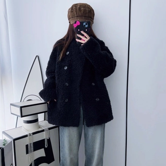 ダブルボタンボアコート