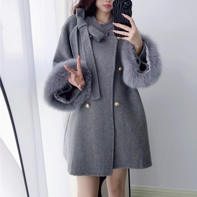 FOXファーウールリボンショートコート