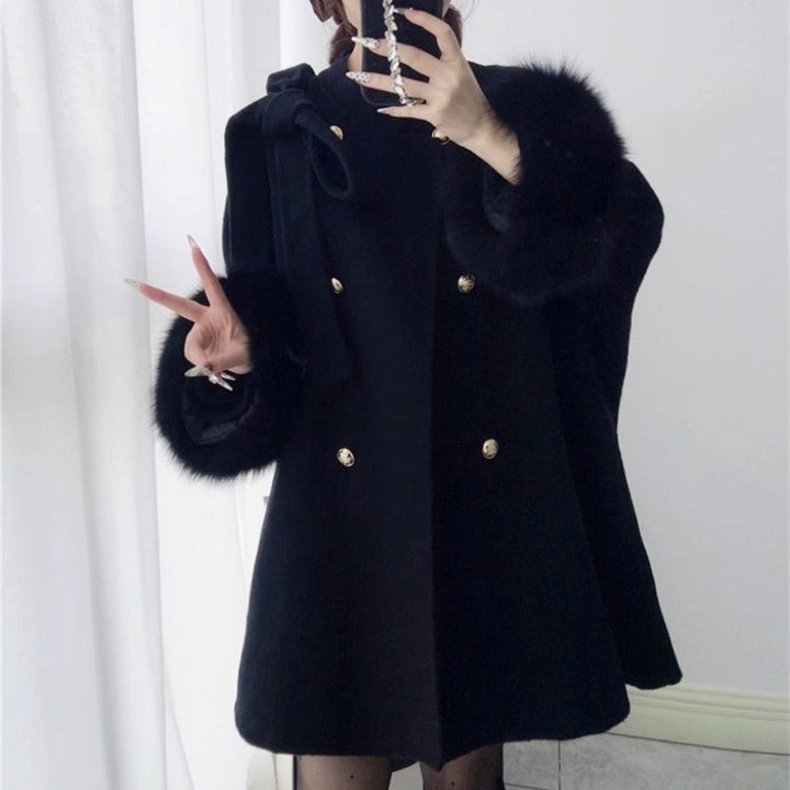 FOXファーウールリボンショートコート