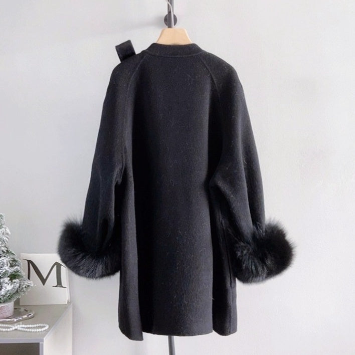 FOXファーウールリボンショートコート