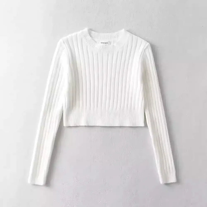 ラウンドネッククロップドトップス