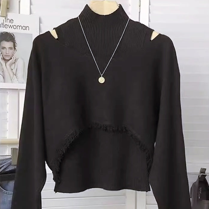 タッセルオフショルダーツーピースニット