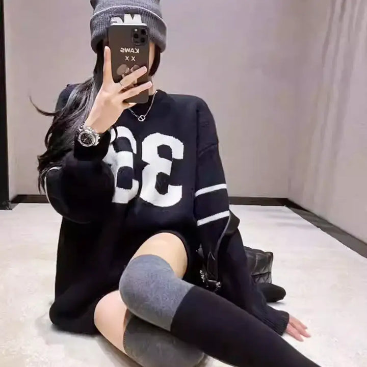 33ロゴオーバーニットワンピース