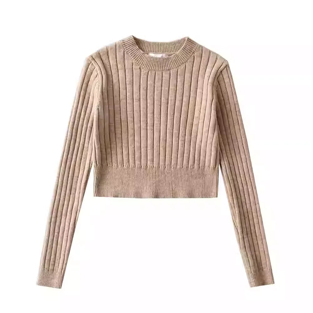 ラウンドネッククロップドトップス