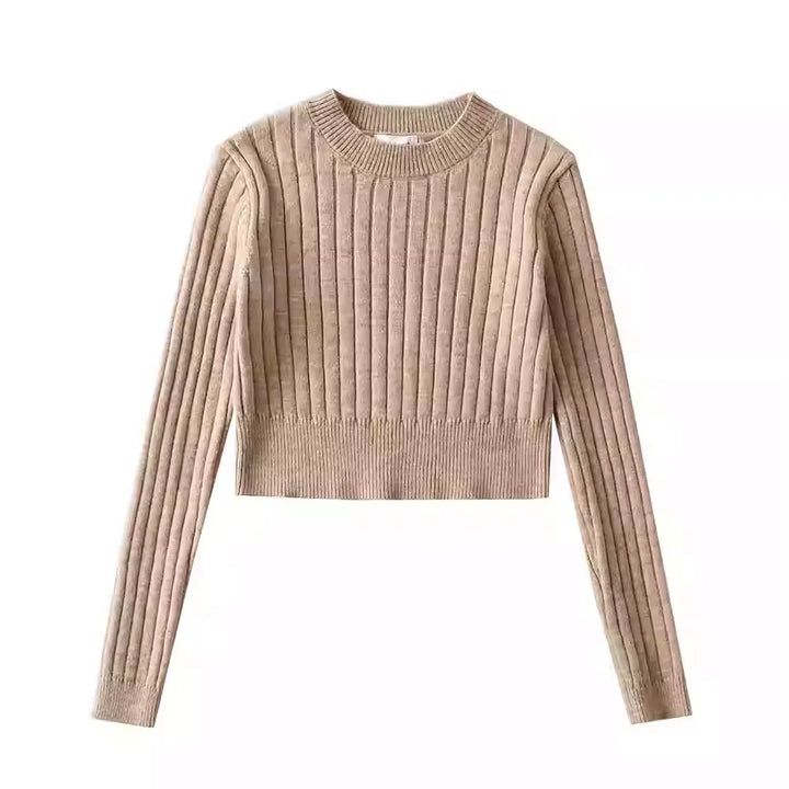 ラウンドネッククロップドトップス