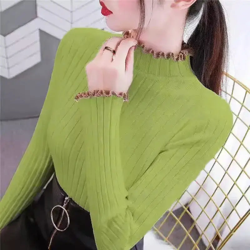 メロウフリルリブニットトップス