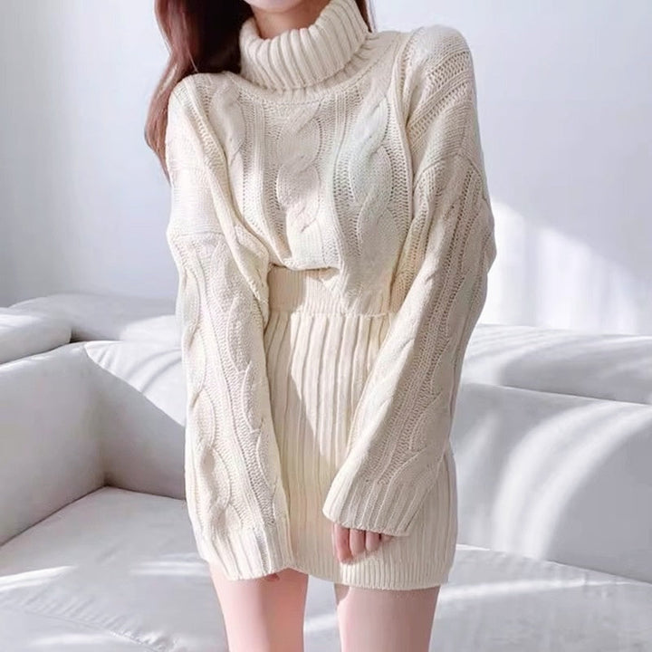 ケーブルニットミニスカートセットアップ