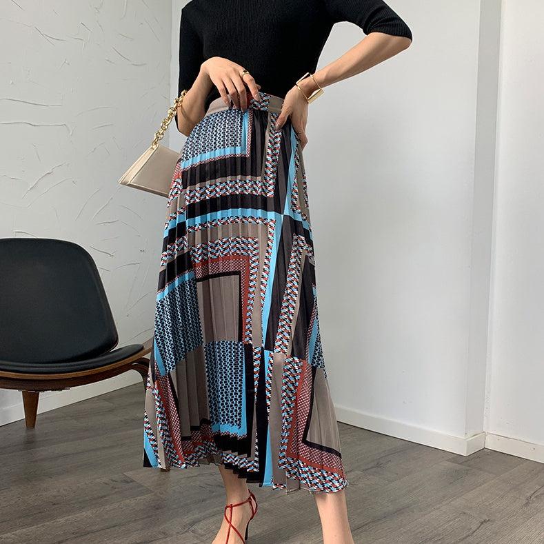 ブロッキングプリーツスカート