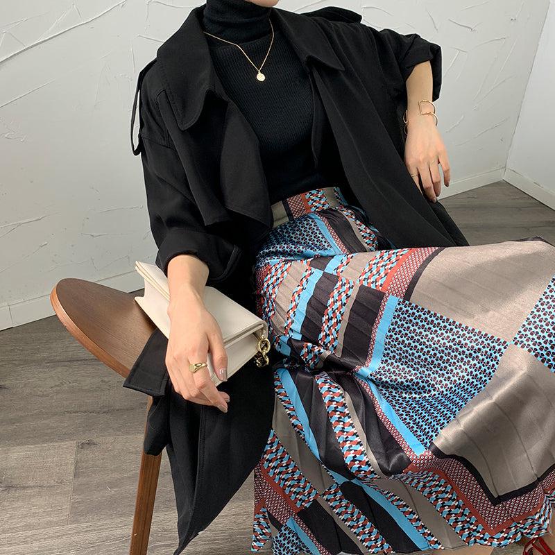 ブロッキングプリーツスカート