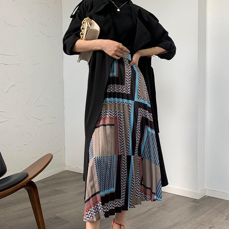 ブロッキングプリーツスカート