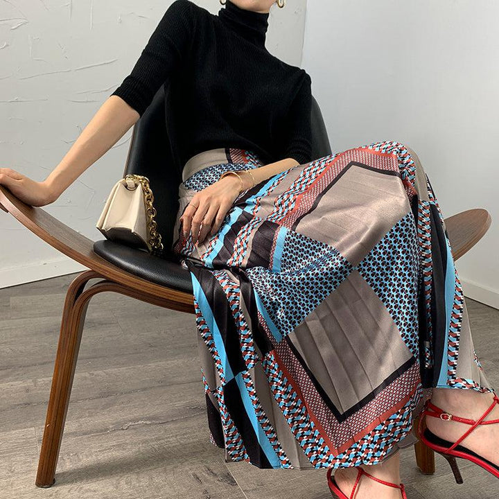 ブロッキングプリーツスカート